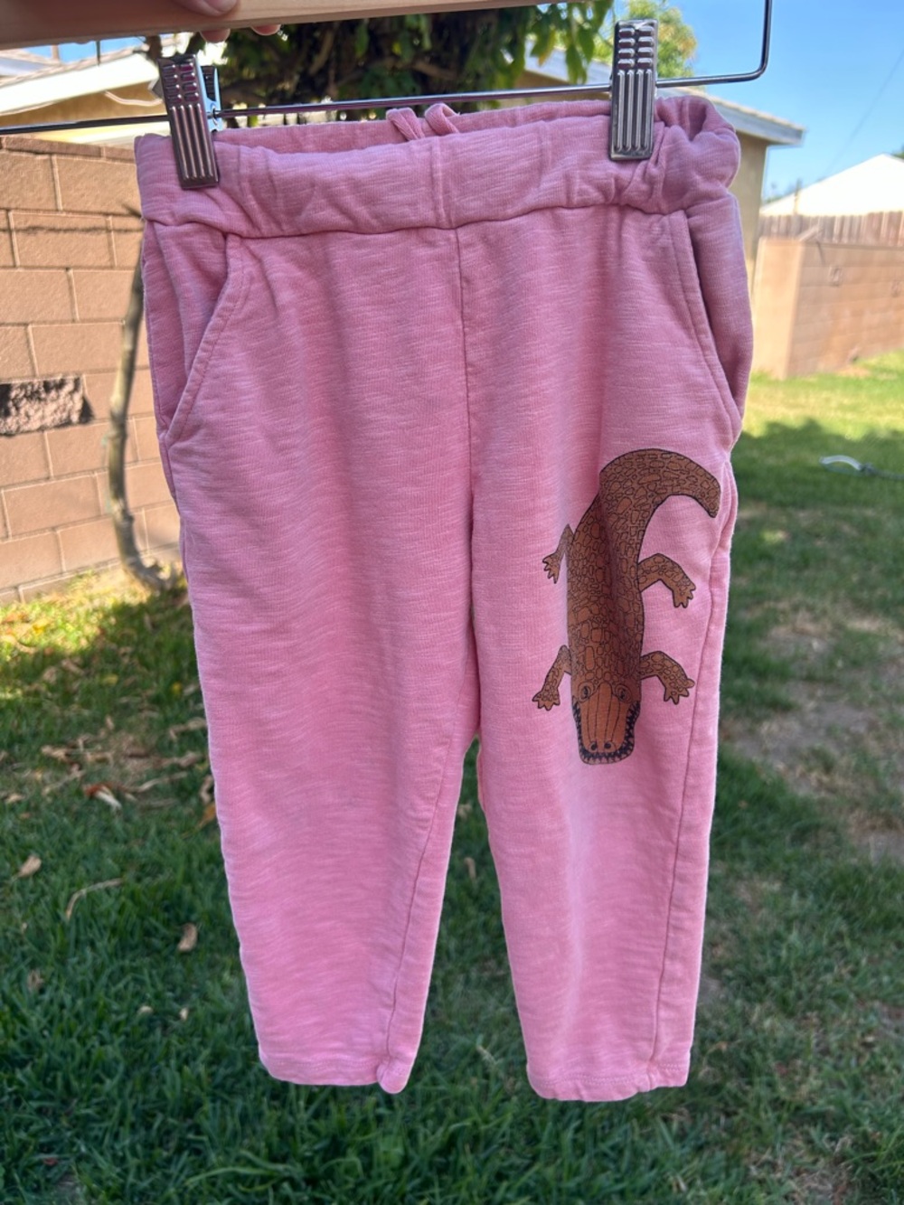Mini Rodini Pink Joggers with Alligator Motif